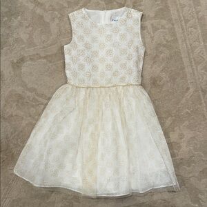 Rare Editions Cream and Gold Girls Dress Size 6/6X!